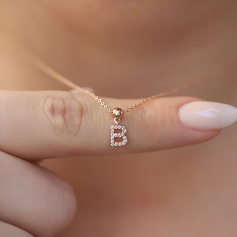 0.05 CT Özel Tasarım Harf Pırlanta Kolye - 