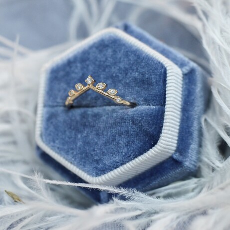 0.05 Karat Vintage Dal Yarım Tur Pırlanta Yüzük - 1