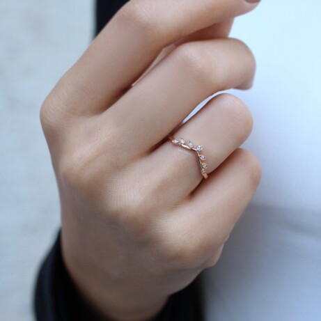 0.05 Karat Vintage Dal Yarım Tur Pırlanta Yüzük - 2