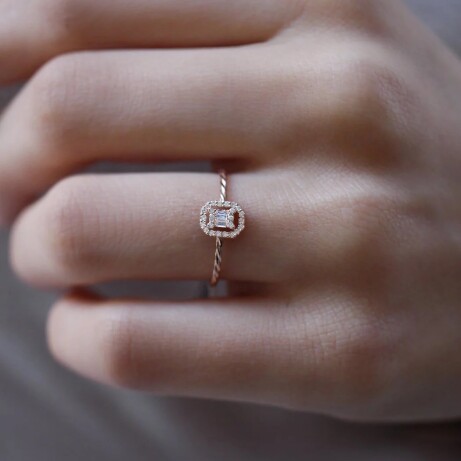 0.15 Karat Minimal Burgu Baget Pırlanta Yüzük - 2