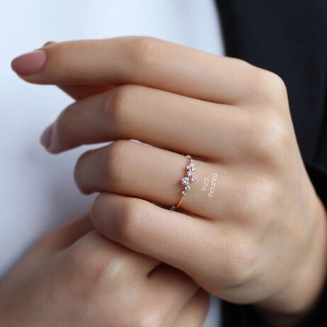 0.20 Karat Vintage Asimetrik Pırlanta Yüzük - 