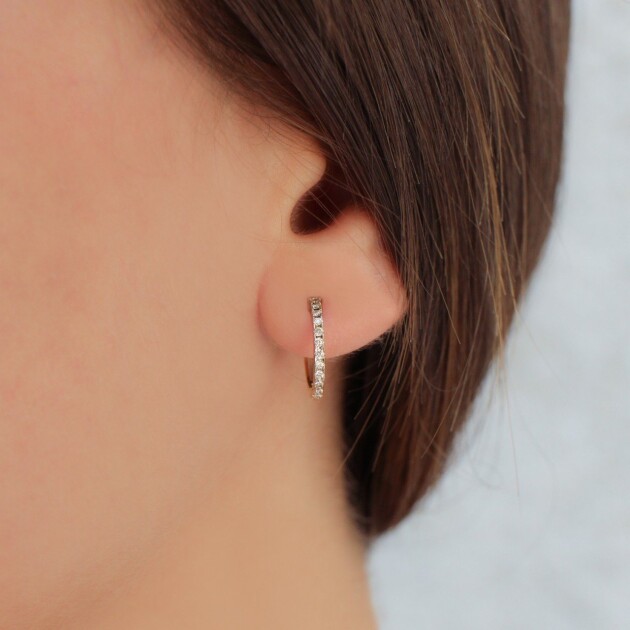 0.22 Karat Pırlanta Halka Küpe - 1