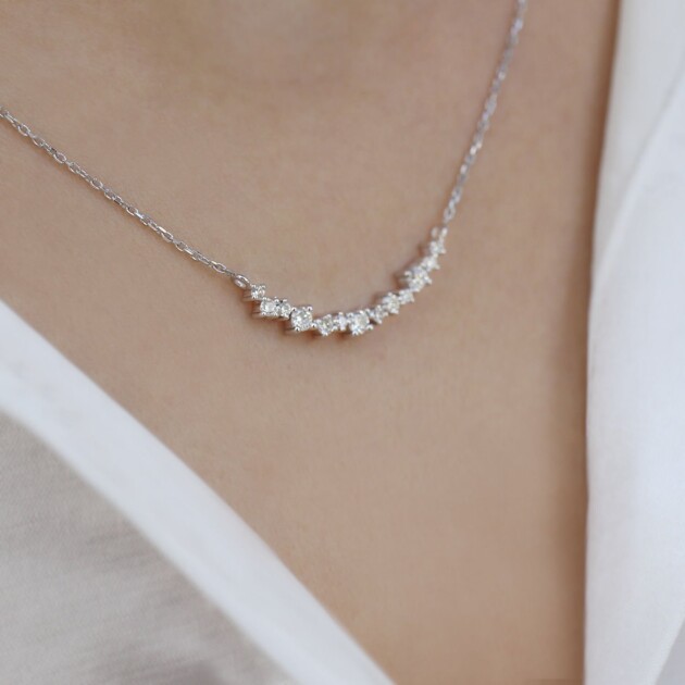 0.25 Karat Özel Tasarım Asimetri Pırlanta Kolye - 1