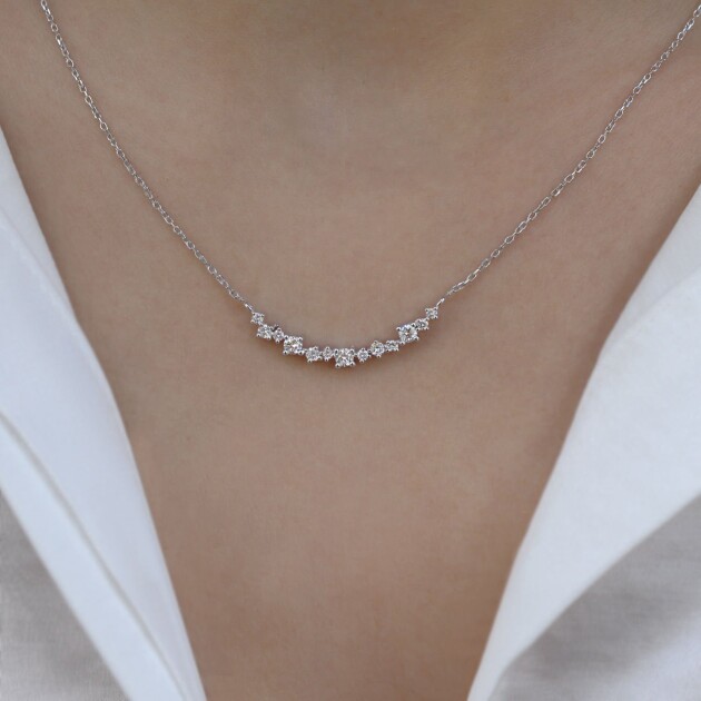 0.25 Karat Özel Tasarım Asimetri Pırlanta Kolye - 2