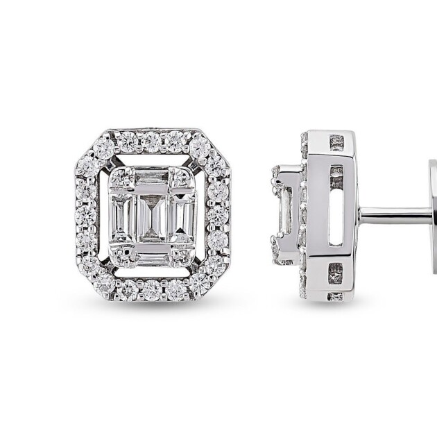 0.25 Karat Pırlanta Baget Küpe - 2