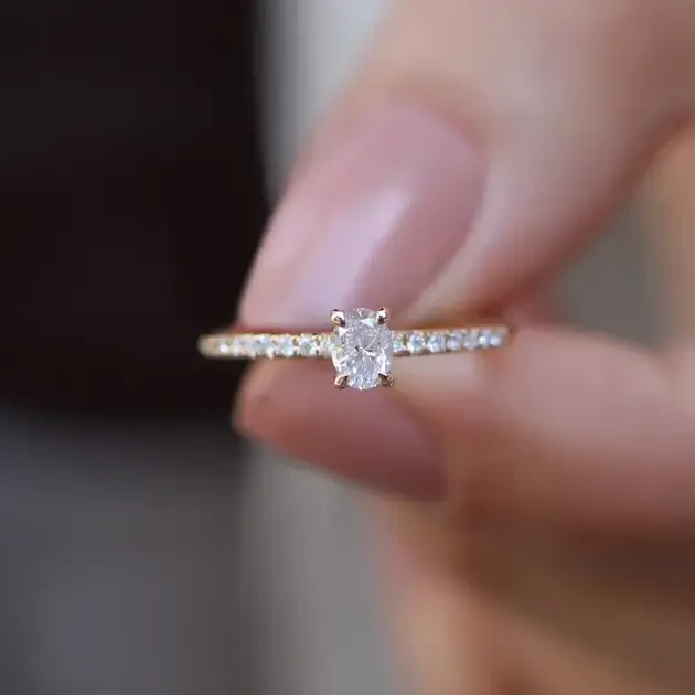 0.30 CT Vintage Oval Tasarım Pırlanta Yüzük - 