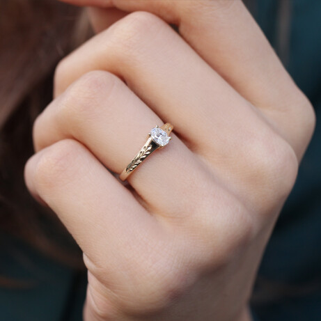 0.30 Karat F SI2 GIA Sertifikalı Vintage Kate Tasarım Pırlanta Yüzük - 3