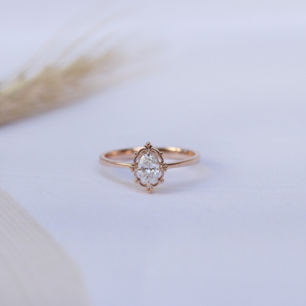 0.30 Karat F SI2 HRD Sertifikalı Vintage Aria Pırlanta Yüzük - 1