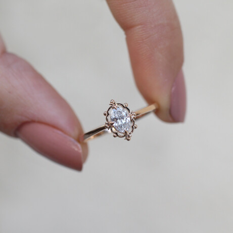 0.30 Karat F SI2 HRD Sertifikalı Vintage Aria Pırlanta Yüzük - 2