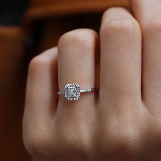 0.30 Karat Pırlanta Baget Yüzük - 2