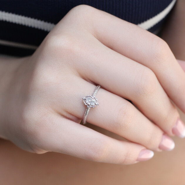 0.30 Karat Vintage Aria Tasarım Pırlanta Yüzük - 2