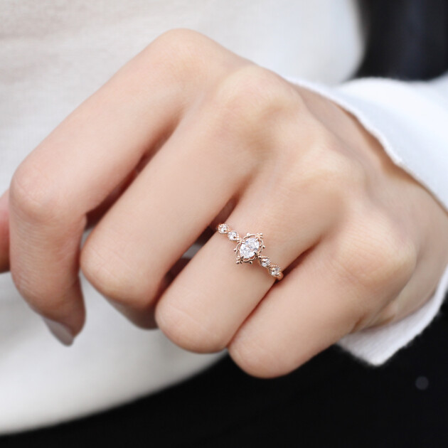 0.30 Karat Vintage Aria Tasarım Pırlanta Yüzük - 3