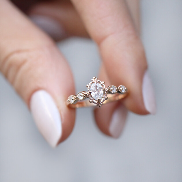 0.30 Karat Vintage Aria Tasarım Pırlanta Yüzük - 1