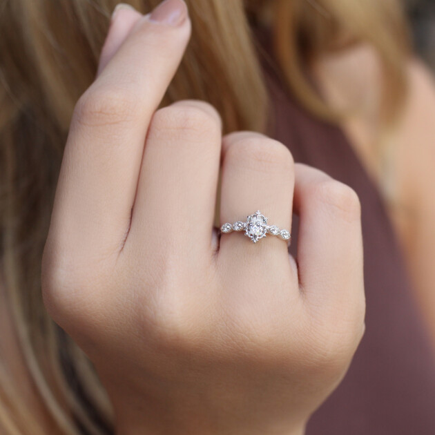 0.30 Karat Vintage Aria Tasarım Pırlanta Yüzük - 1