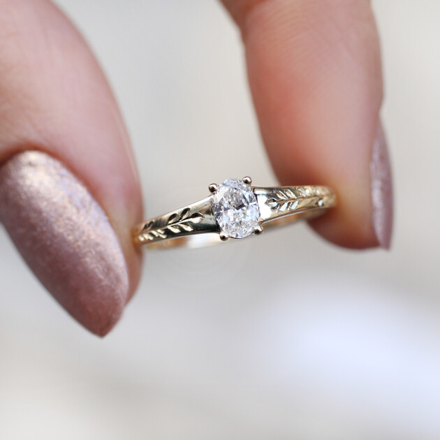 0.30 Karat Vintage Kate Tasarım Pırlanta Yüzük - 1