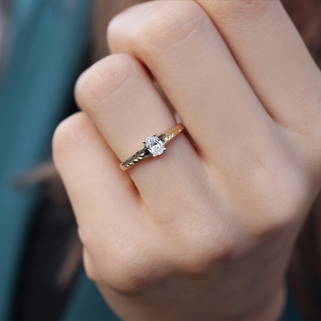 0.30 Karat Vintage Kate Tasarım Pırlanta Yüzük - 3