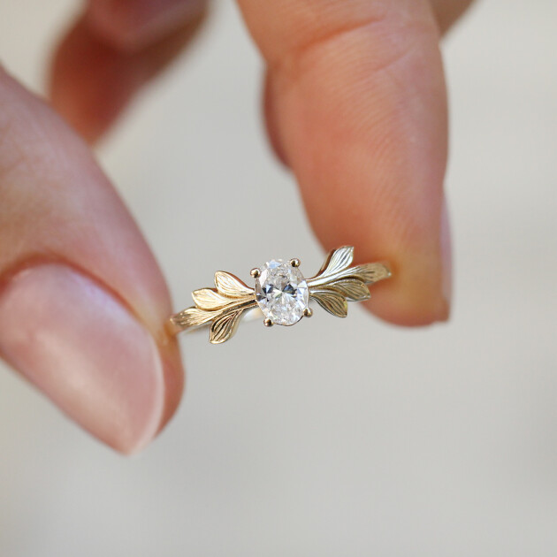 0.30 Karat Vintage Tasarım Pırlanta Dal Tektaş Yüzük - 1