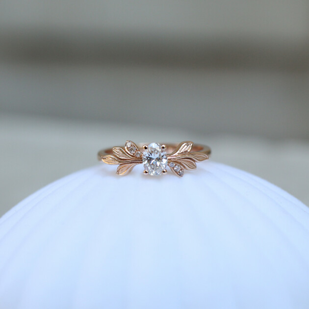 0.32 Karat Vintage Tasarım Pırlanta Dal Tektaş Yüzük - 1