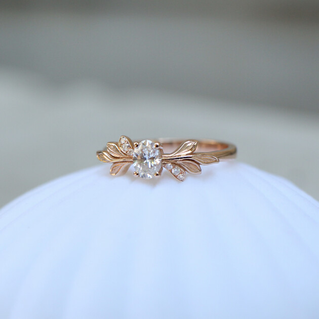 0.32 Karat Vintage Tasarım Pırlanta Dal Tektaş Yüzük - 2