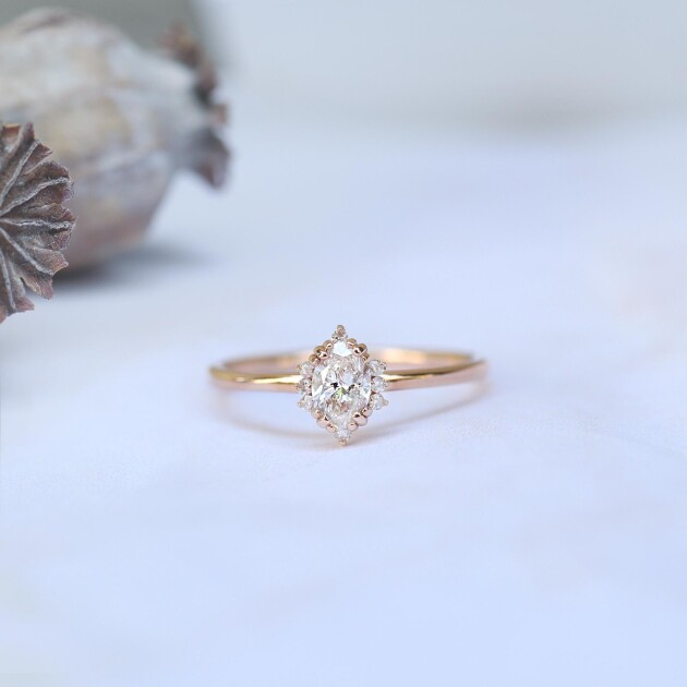 0.35 Karat F VS2 GIA Sertifikalı Vintage Elis Tasarım Pırlanta Yüzük - 1