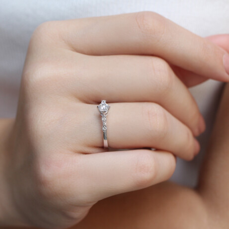 0.35 Karat F VS2 Vintage GIA Sertifikalı Tasarım Pırlanta Tektaş Yüzük - 2