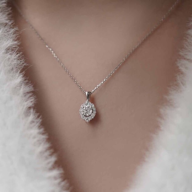 0.35 Karat Özel Tasarım Vintage Lina Pırlanta Kolye - 2