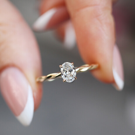 0.40 CT D VS1 GIA Özel Tasarım Oval Pırlanta Burgu Yüzük - 2