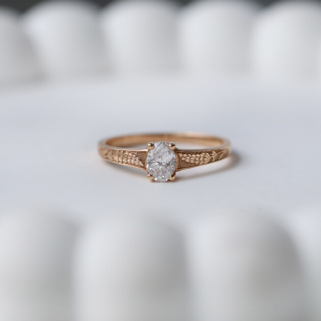 0.40 CT D VS1 GIA Sertifikalı Vintage Lavender Tasarım Pırlanta Yüzük - 1