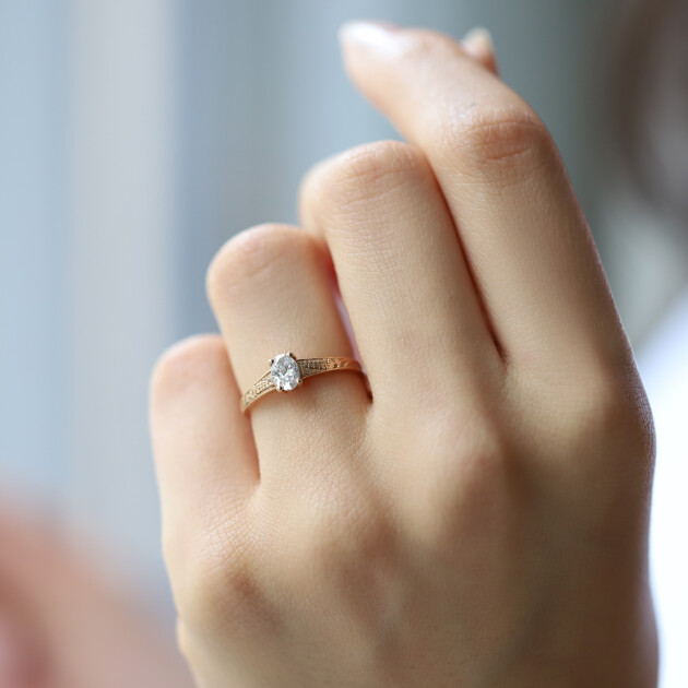 0.40 CT D VS1 GIA Sertifikalı Vintage Lavender Tasarım Pırlanta Yüzük - 3