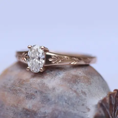 0.40 CT F SI2 GIA Sertifikalı Vintage Kate Tasarım Pırlanta Yüzük - 1