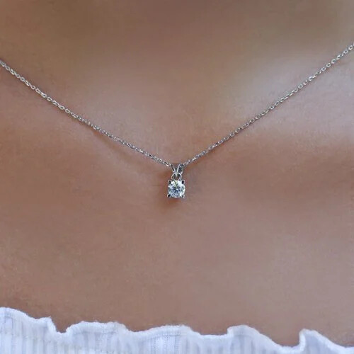 0.40 CT Pırlanta Tektaş Kolye - 