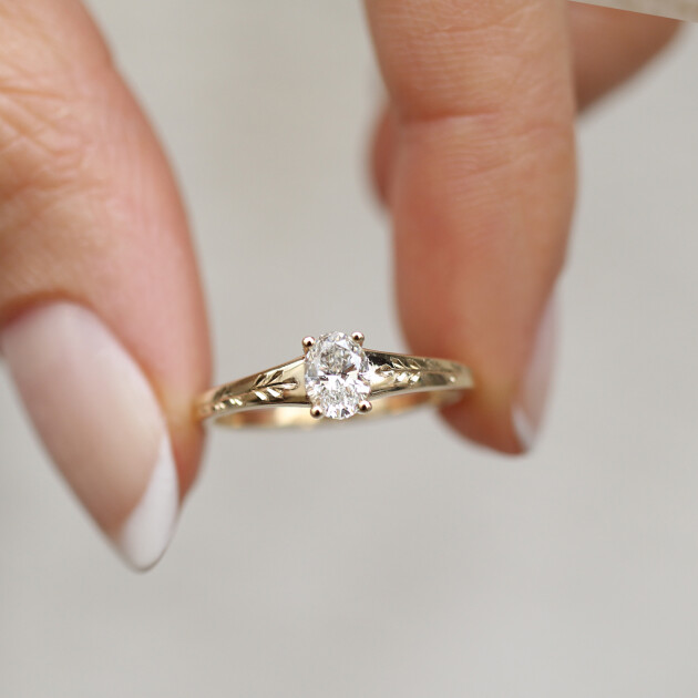 0.40 Karat F SI2 GIA Sertifikalı Vintage Kate Tasarım Pırlanta Yüzük - 1