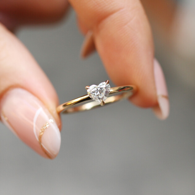 0.40 Karat Özel Tasarım Kalp Pırlanta Yüzük - 1