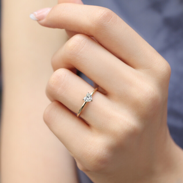 0.40 Karat Özel Tasarım Kalp Pırlanta Yüzük - 2