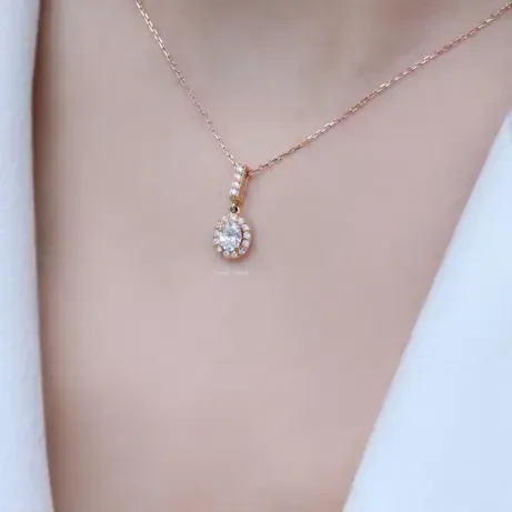 0.40 Karat Özel Tasarım Oval Pırlanta Kolye - 1