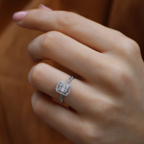 0.40 Karat Özel Tasarım Pırlanta Baget Yüzük - 2