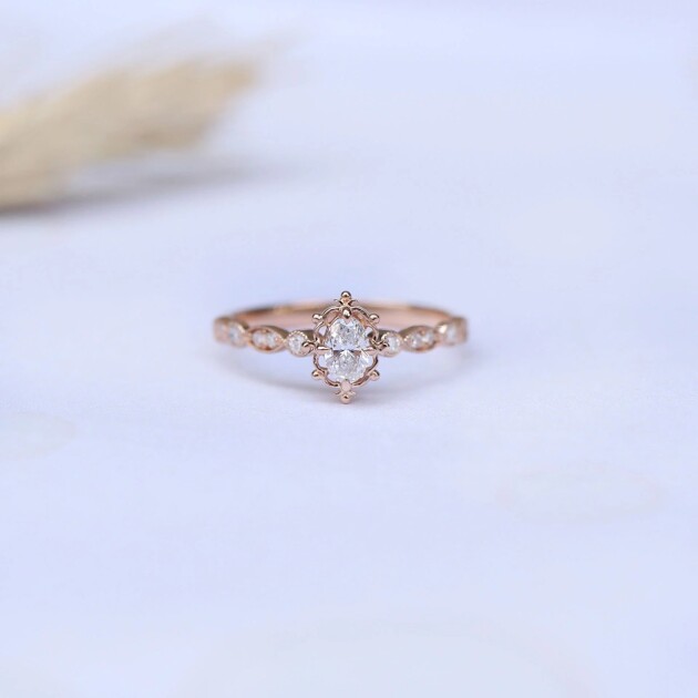 0.40 Karat Vintage Aria Tasarım Pırlanta Yüzük - 1