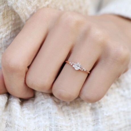 0.40 Karat Vintage Asimetri Pırlanta Yüzük - 