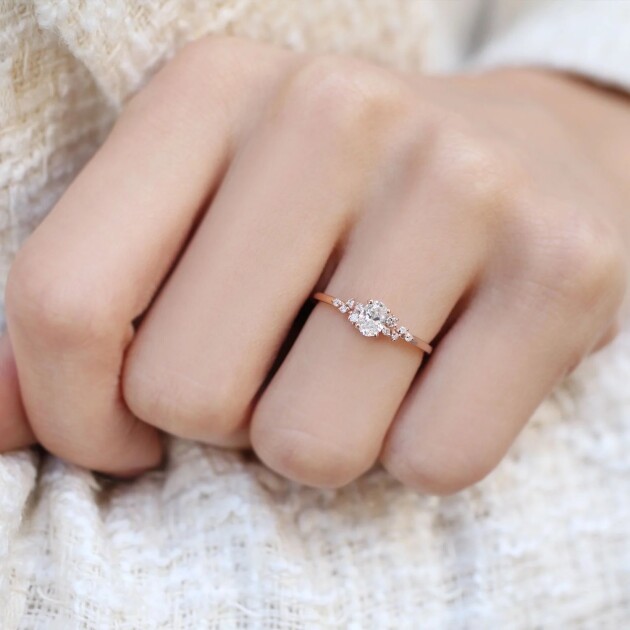 0.40 Karat Vintage Asimetri Pırlanta Yüzük - 1