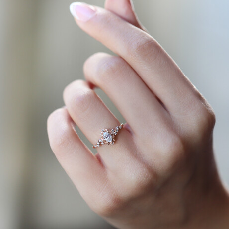 0.40 Karat Vintage Emma Asimetri Pırlanta Yüzük - 3