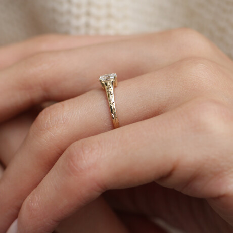 0.40 Karat Vintage Kate Tasarım Pırlanta Yüzük - 3