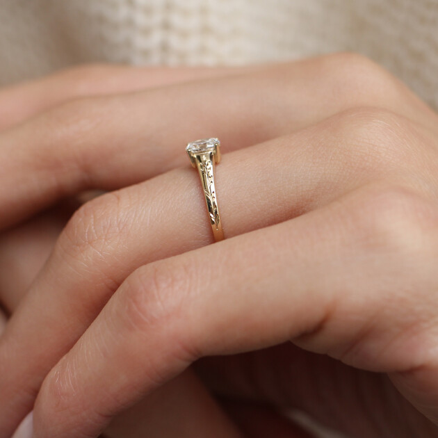 0.40 Karat Vintage Kate Tasarım Pırlanta Yüzük - 3