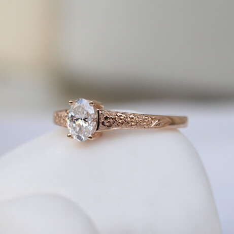 0.40 Karat Vintage Violet Tasarım Pırlanta Yüzük - 4