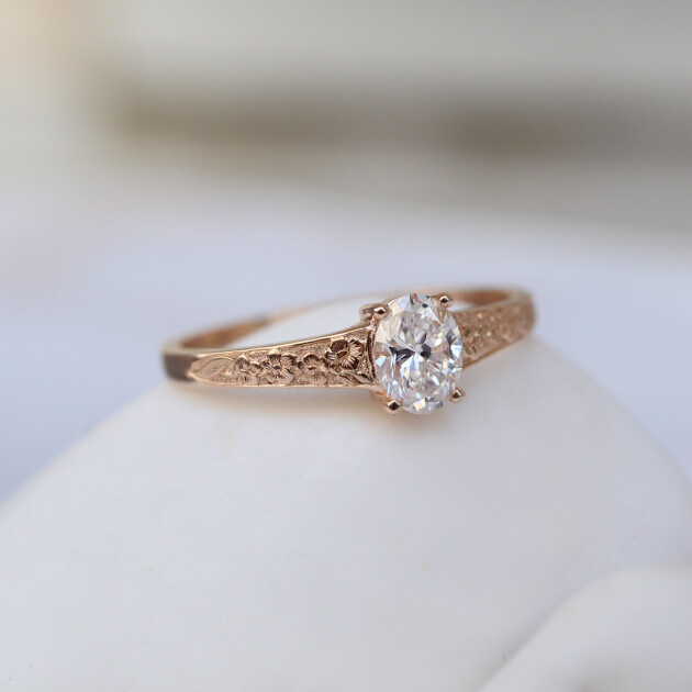 0.40 Karat Vintage Violet Tasarım Pırlanta Yüzük - 3