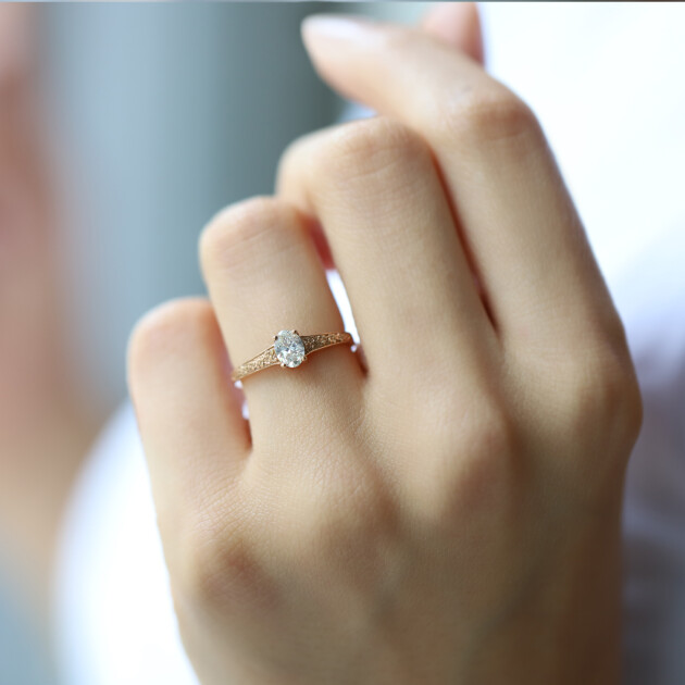 0.40 Karat Vintage Violet Tasarım Pırlanta Yüzük - 2