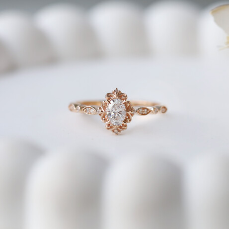 0.42 CT D VS2 GIA Sertifikalı Vintage Emma Pırlanta Yüzük - 1