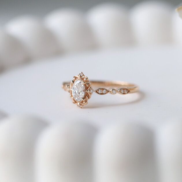 0.42 CT D VS2 GIA Sertifikalı Vintage Emma Pırlanta Yüzük - 2