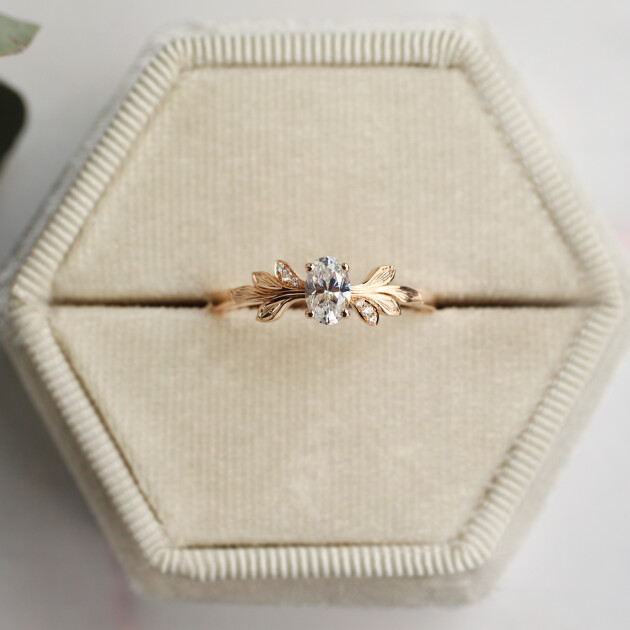 0.42 CT H SI2 HRD Sertifikalı Vintage Dal Tasarım Pırlanta Yüzük - 2