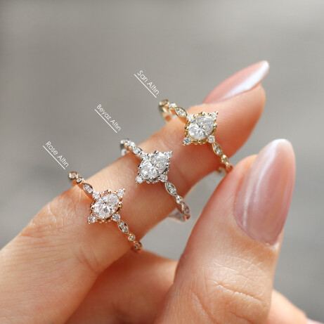 0.42 Karat F SI1 HRD Sertifikalı Vintage Mini Selius Pırlanta Yüzük - 2