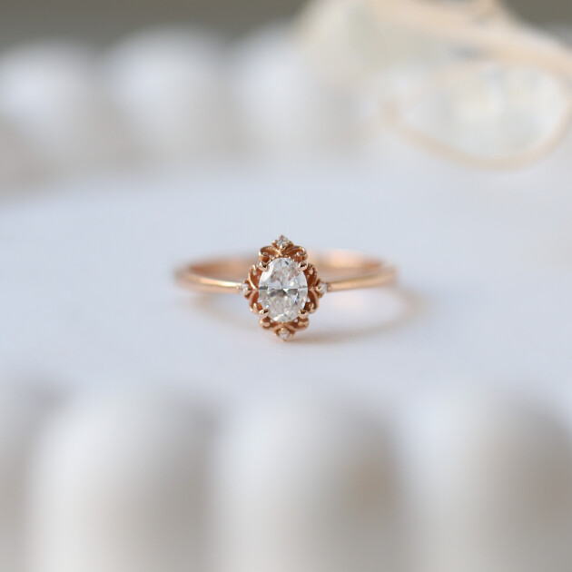 0.42 Karat H SI2 HRD Sertifikalı Vintage Emma Tasarım Pırlanta Yüzük - 1